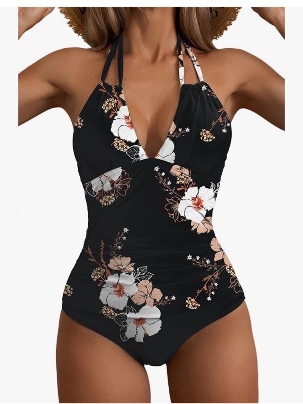 Floral Halter One-Piece Swimsuit